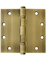 5-Inch Solid Brass Ball Bearing Door Hinge With Button Tips